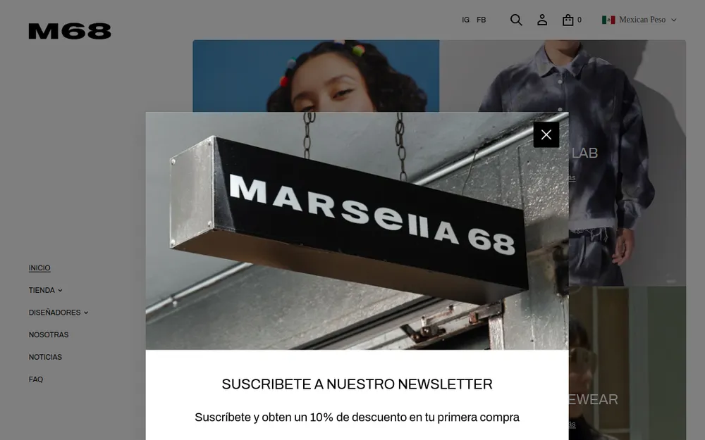 Portada de la tienda Marsella 68